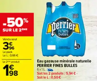 Carrefour Eau gazeuse minérale naturelle PERRIER FINES BULLES offre