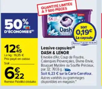 Carrefour Lessive capsules DASH & LENOR offre