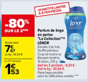 Carrefour Parfum de linge en perles "LA COLLECTION" LENOR offre