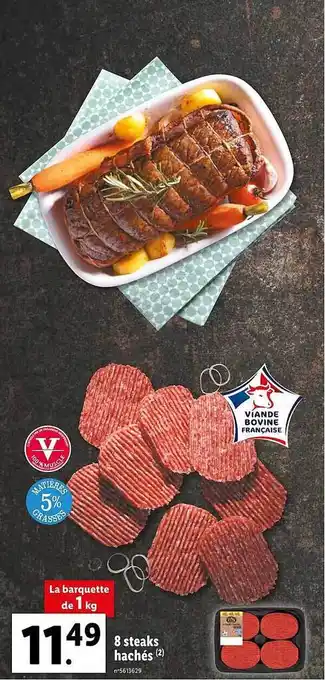 Lidl 8 steaks hachés offre