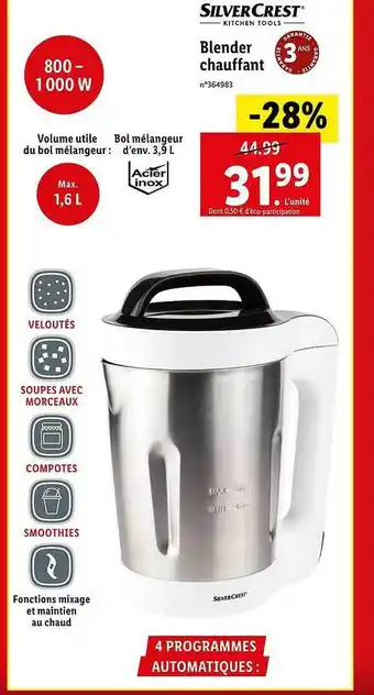 Lidl Blender chauffant silver crest offre