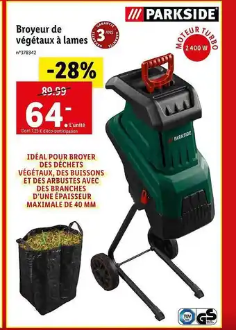 Broyeur de végétaux à lames parkside