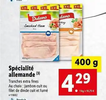 Lidl Spécialité allemande dulano offre