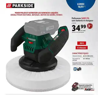 Lidl Polisseuse sans fil sans batterie ni chargeur parkside offre