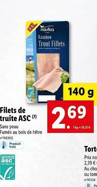 Lidl Filets de truite asc offre