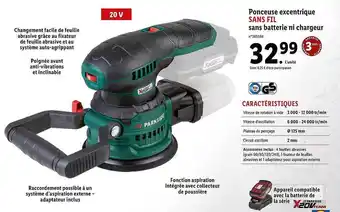 Ponceuse excentrique sans fil sans batterie ni chargeur parkside