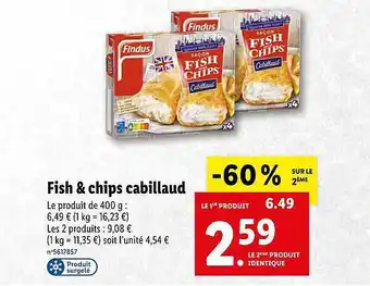 Lidl Fish & chips cabillaud findus offre
