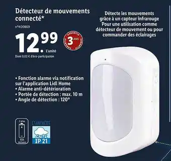 Lidl Détecteur de mouvements connecté offre