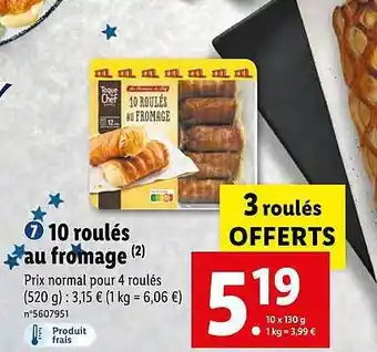 Lidl 10 roulés au fromage offre