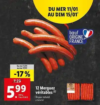 Lidl 12 merguez véritables offre