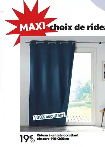 Maxi Bazar Rideau à œillets occultant obscure 140 x 260 cm offre