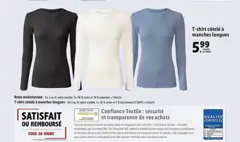Lidl T-shirt côtelé à manches longues offre