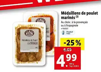 Lidl Médaillons de poulet marinés offre