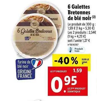 Lidl 6 galettes bretonnes de blé noir offre