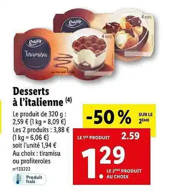 Lidl Desserts à l'italienne envia offre