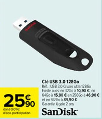 Carrefour Clé USB 3.0 128go offre