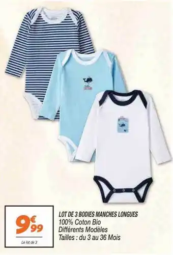 Netto Lot de 3 bodies manches longues offre