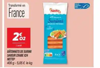 Netto Bâtonnets de surimi saveur crabe x24 netto offre