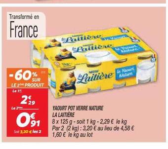 Netto Yaourt pot verre nature la laitière offre