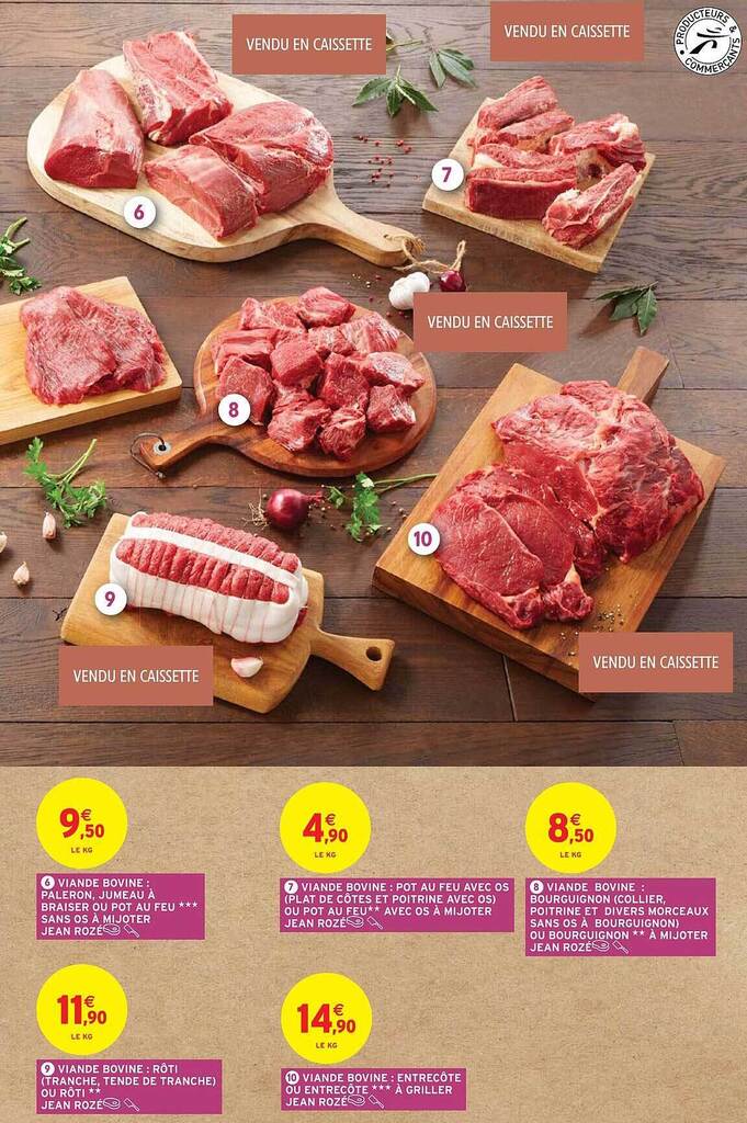 Promo Viande bovine paleron, jumeau à braiser ou pot au feu *** sans os à mijoter jean rozé