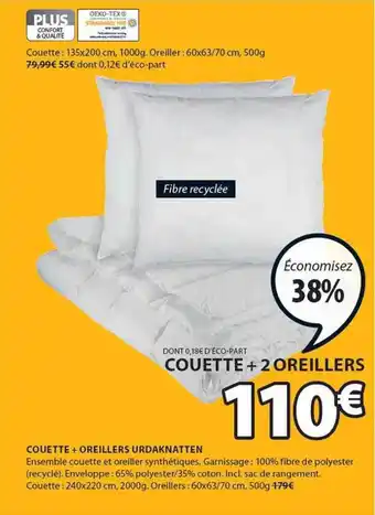 JYSK Couette + oreillers urdaknatten offre