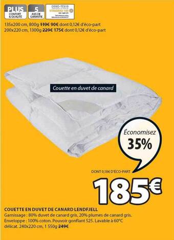 JYSK Couette en duvet de canard lendfjell offre