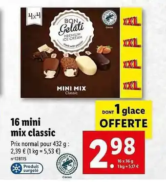Lidl 16 mini mix classic bon gelati offre