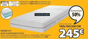 JYSK Matelas en mousse plus f60 dreamzone offre