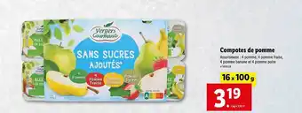 Lidl Compotes de pomme vergers gourmands offre