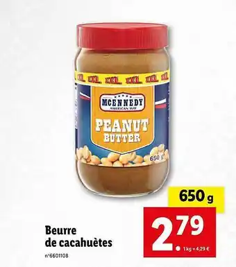 Lidl Beurre de cacahuètes mcennedy offre