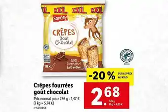 Lidl Crêpes fourrées goût chocolat sondey offre