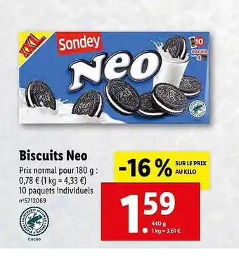 Lidl Biscuits neo sondey offre