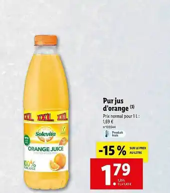 Lidl Pur jus d'orange solevita offre