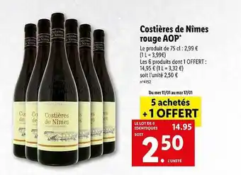 Lidl Costières de nîmes rouge aop offre