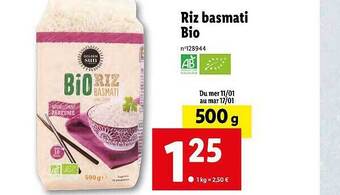 Lidl Riz basmati bio offre