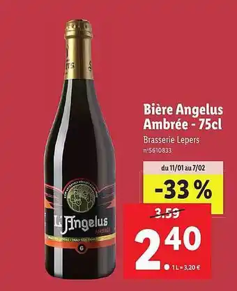 Lidl Bière angelus ambrée - 75 cl offre