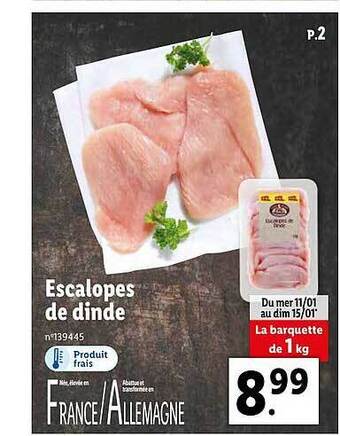 Lidl Escalopes de dinde offre