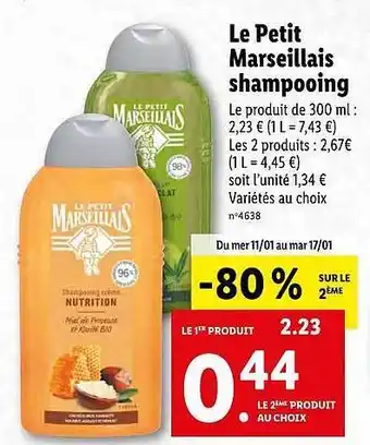Lidl Le petit marseillais shampooing offre