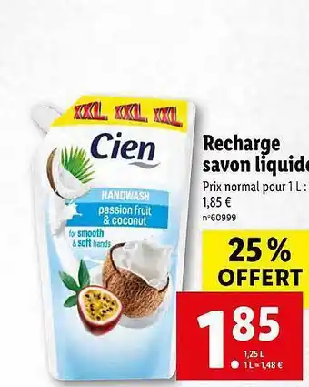 Lidl Recharge savon liquide cien offre