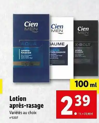 Lidl Lotion après-rasage cien men offre
