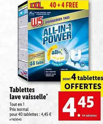 Lidl Tablettes lave vaisselle offre