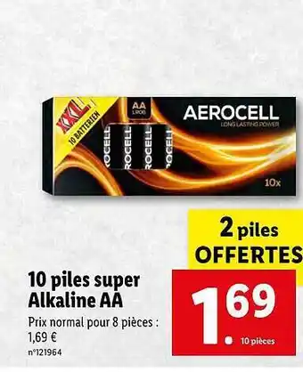 Lidl 10 piles super alkaline aa offre