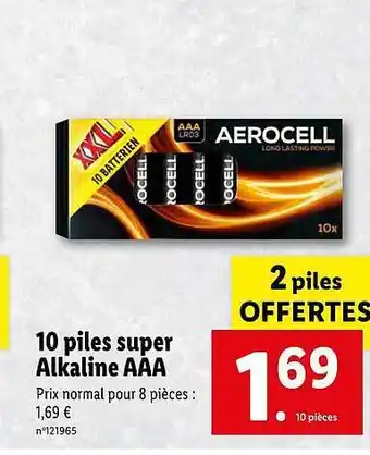 Lidl 10 piles super alkaline aaa offre