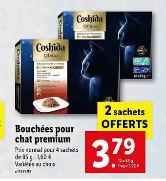 Lidl Bouchées pour chat premium coshida offre