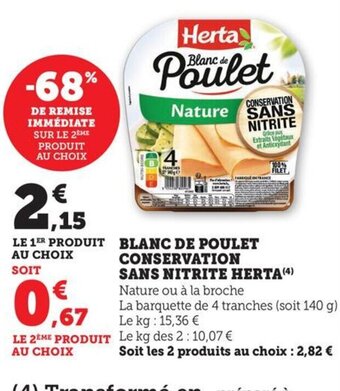 Hyper U Blanc de Poulet Conservation Sans Nitrite Herta offre