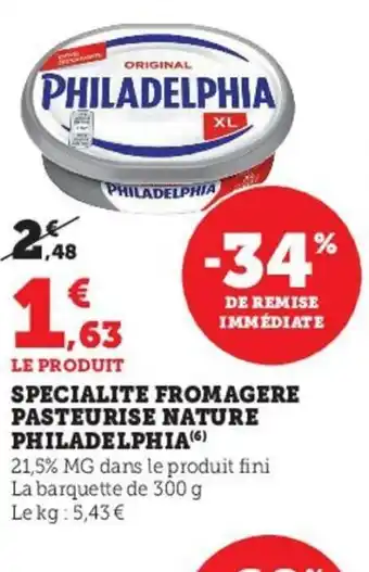 Specialite Fromagere Pasteurise Nature Philadelphia