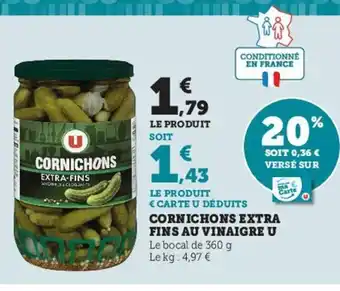 Hyper U Cornichons Extra Fins au Vinaigre U offre