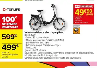 Carrefour Velo a Assistance Electrique Pliant offre