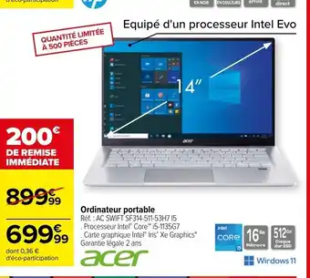 Carrefour Acer Ordinateur Portable offre