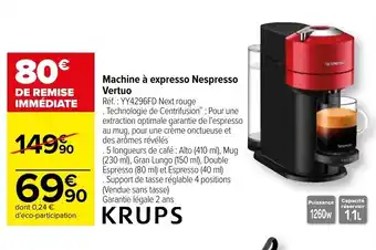 Carrefour Machine a Expresso Nespresso Vertuo offre